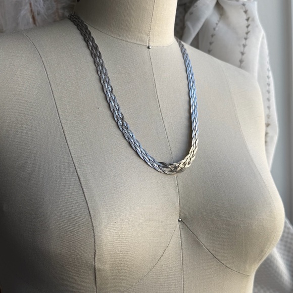 ISC ITALY 925 |Vintage| Sterling Silver Lightweight Braided Herringbone Necklace - Picture 13 of 14